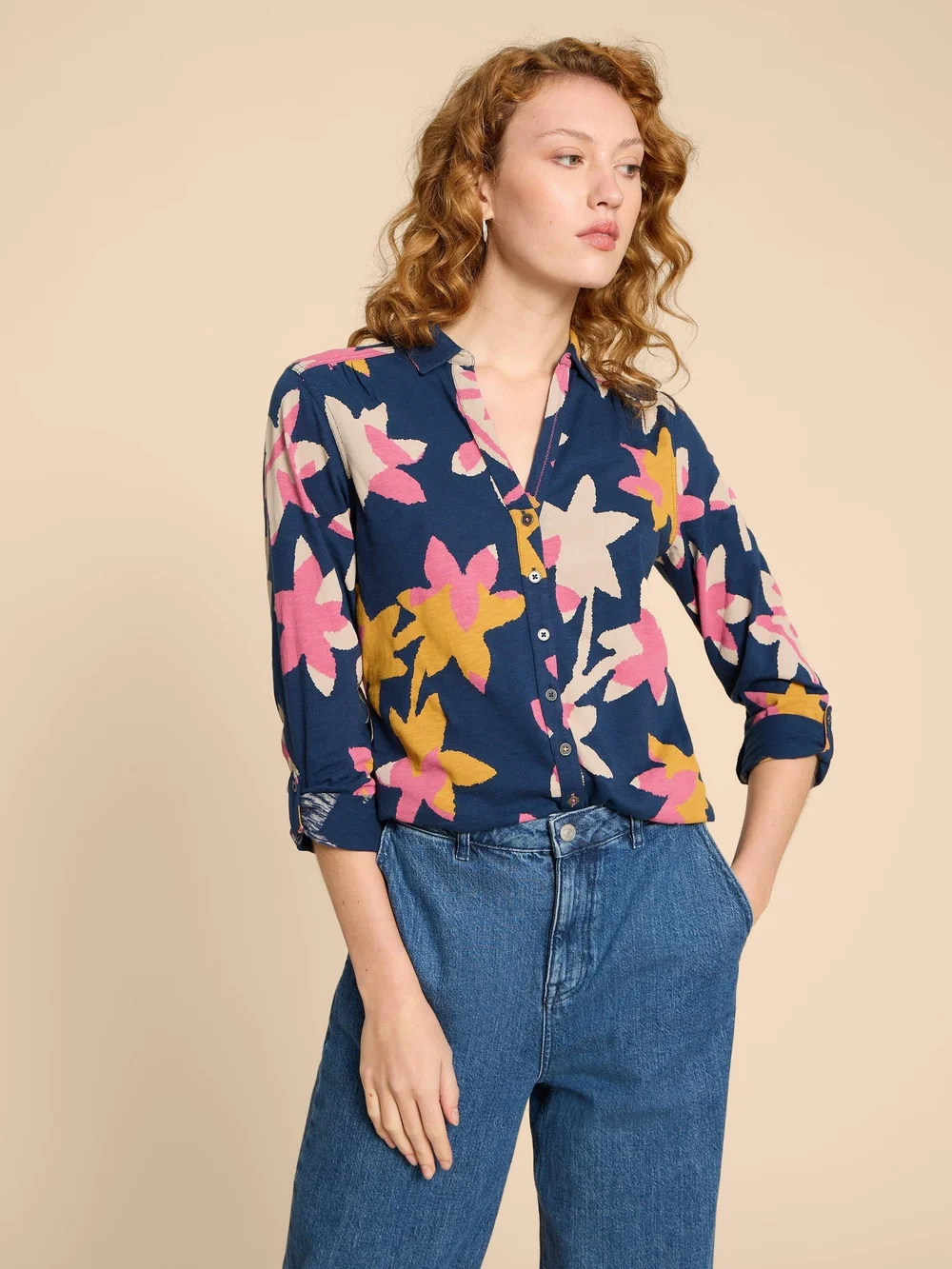 Annie Jerseybluse - Navy Pr - 38 Bild 1