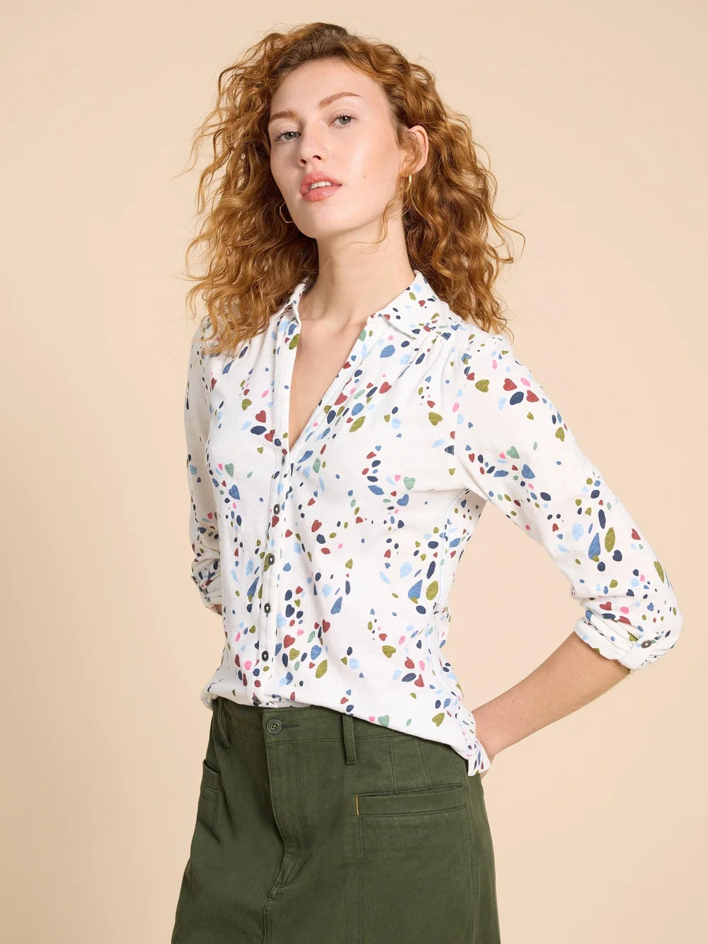 Annie Jerseybluse - White Pr - 48 Bild 1
