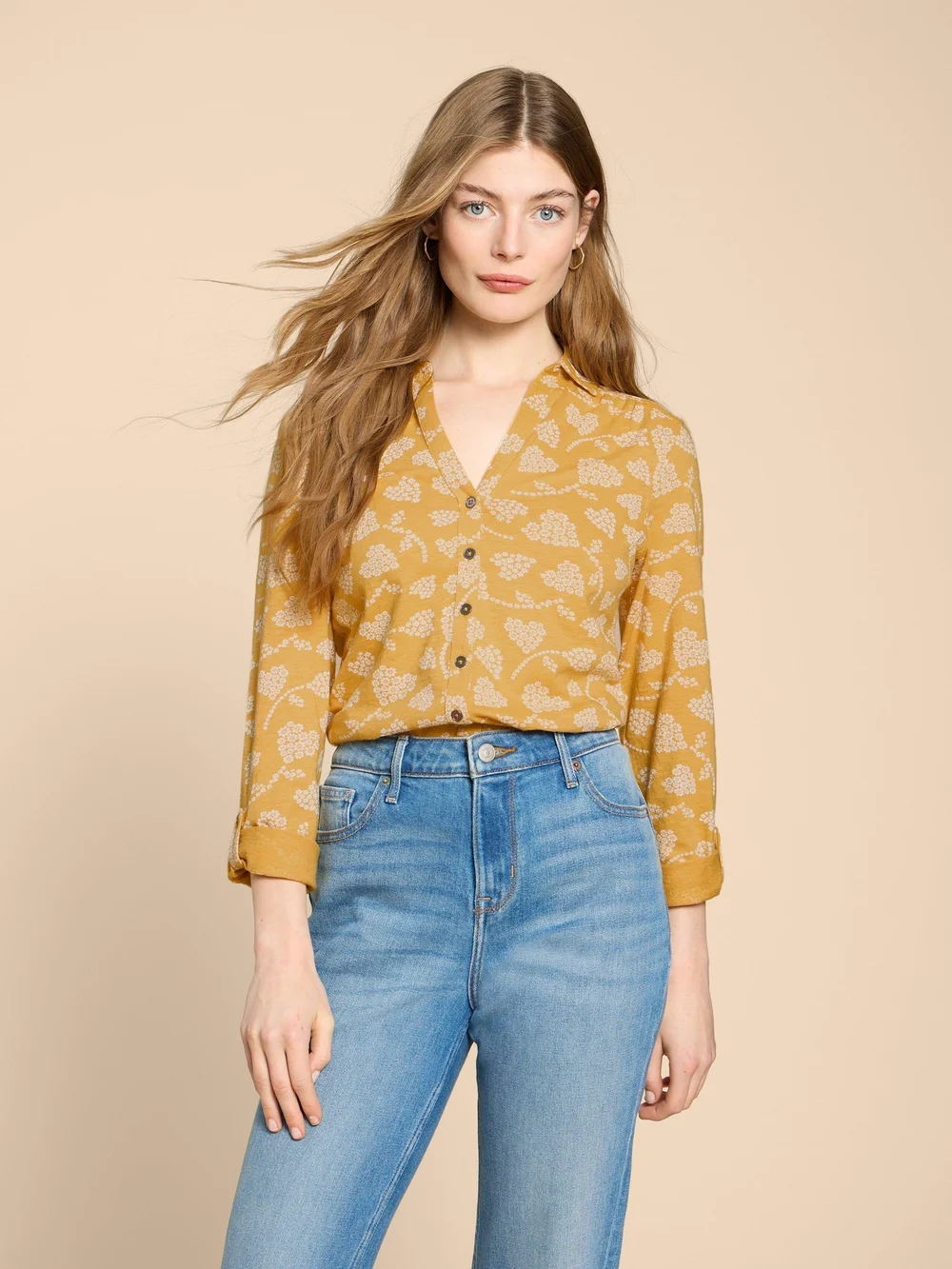 Annie Jerseybluse - Yellow Pr - 38 Bild 1