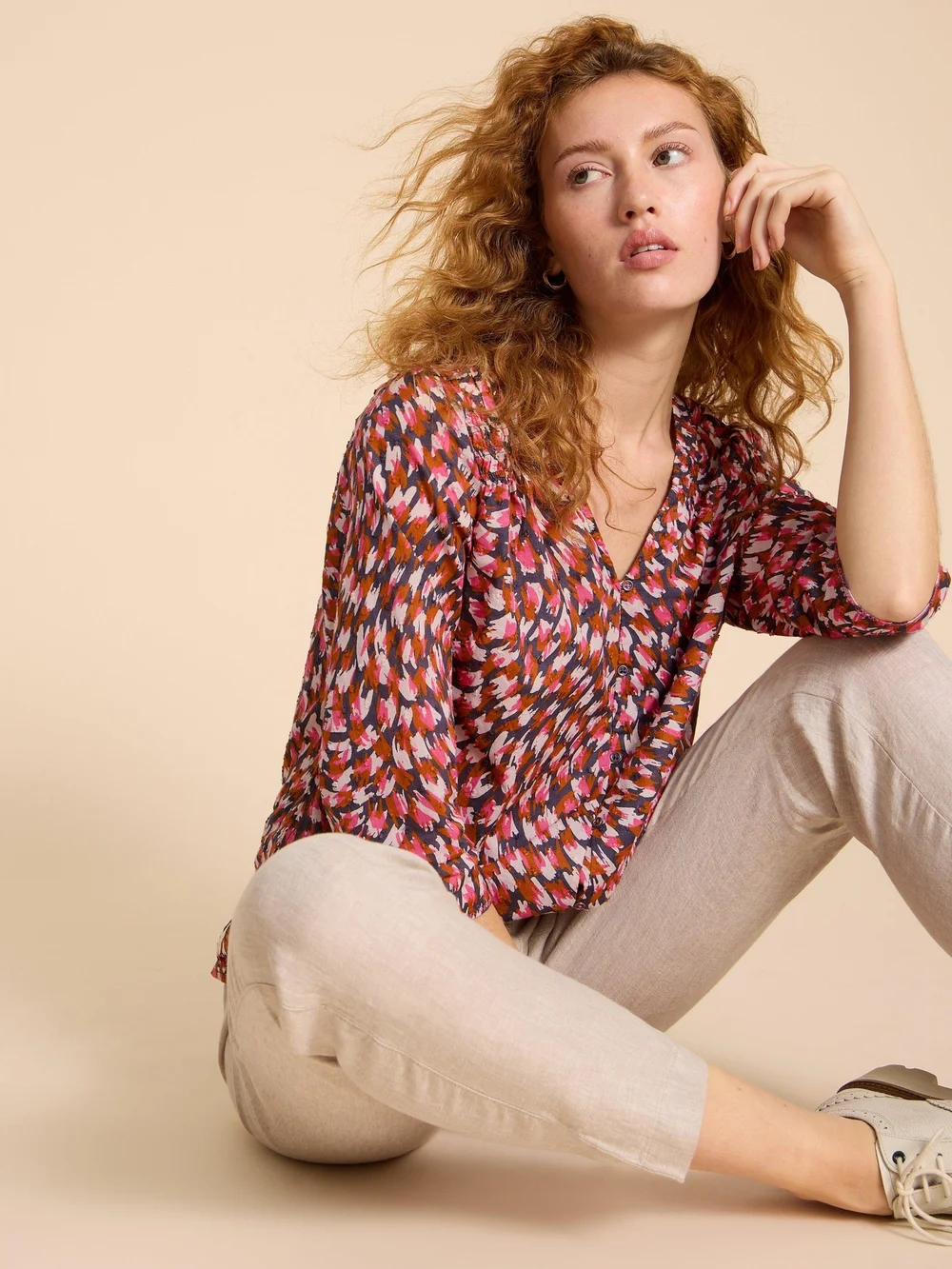 Rae Bluse aus Bio-Baumwolle - Pink Pr - 38 Bild 1