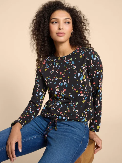 Tasha Langarmshirt mit Bindesaum - Blk Pr - 38 Bild 1