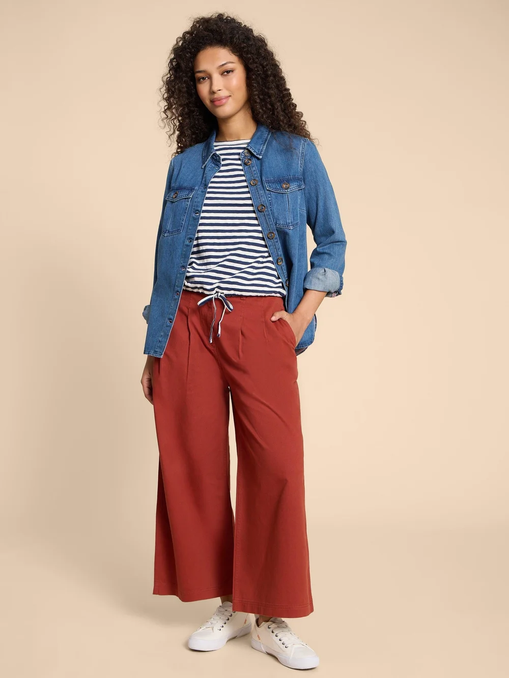 Tasha Langarmshirt mit Bindesaum - Navy Multi - 38 Bild 1