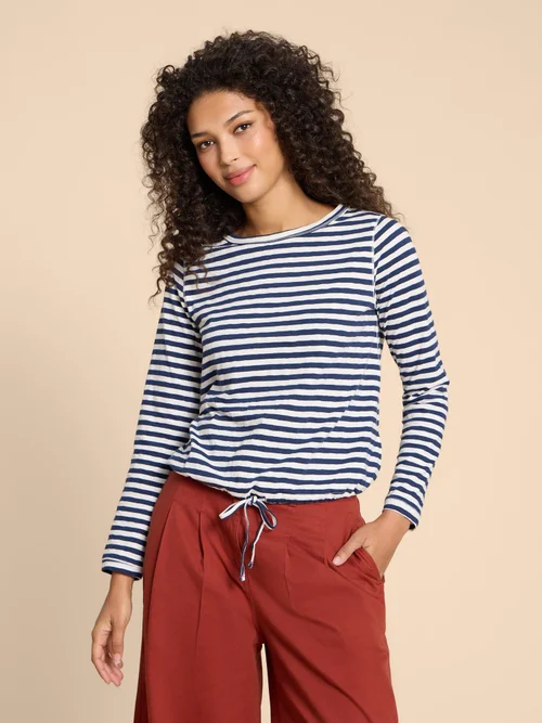 Tasha Langarmshirt mit Bindesaum - Navy Multi - 38 Bild 3