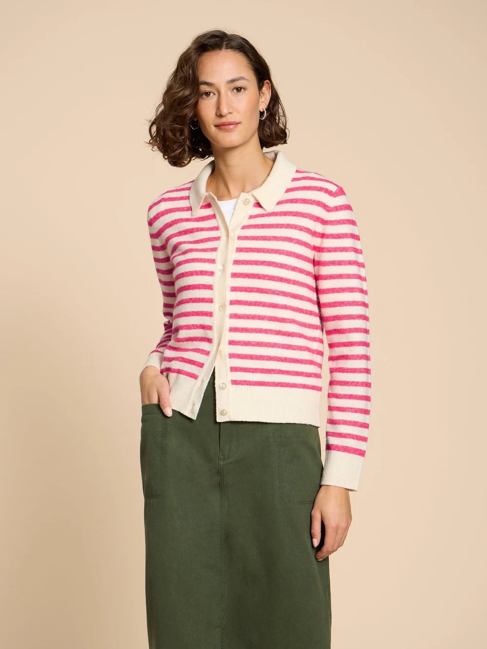 Peony Strickjacke mit Kragen - Pink Mlt - 38 Bild 1