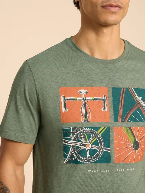 T-Shirt mit Fahrradmotiv - Green Pr - L Bild 3