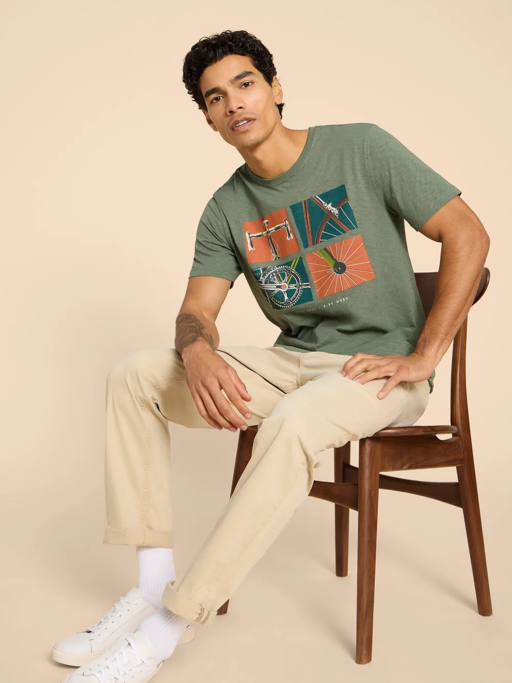 T-Shirt mit Fahrradmotiv - Green Pr - L Bild 1