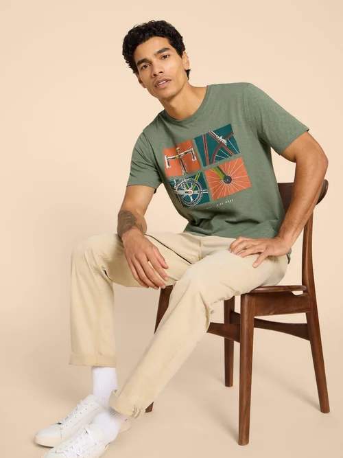 T-Shirt mit Fahrradmotiv - Green Pr - L Bild 1