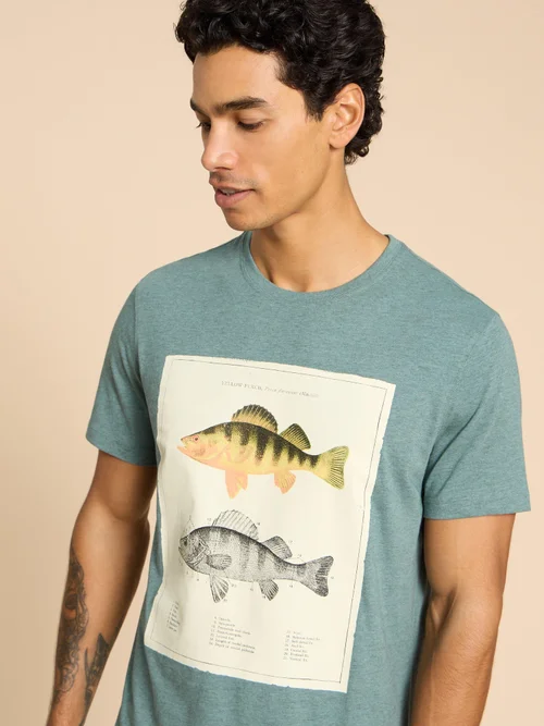 T-Shirt mit Fischmotiv - Blue Pr - L Bild 3