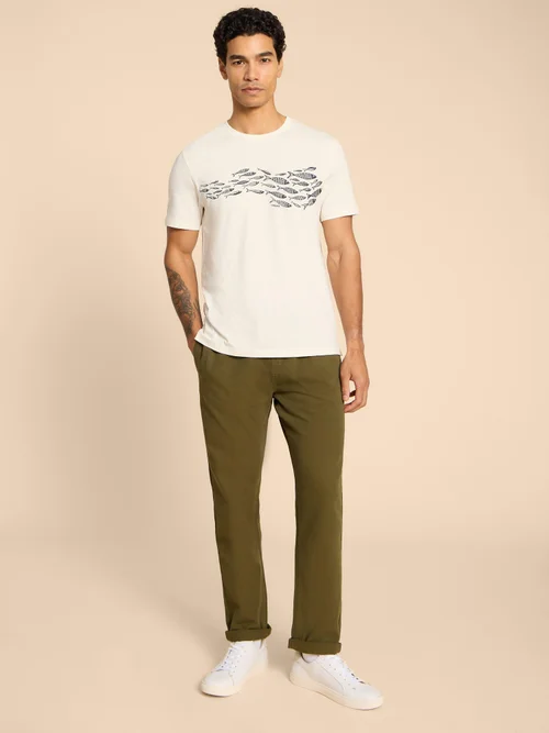 T-Shirt mit Fischmotiv - White Pr - L Bild 1