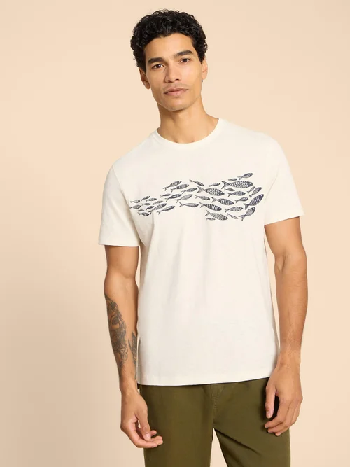 T-Shirt mit Fischmotiv - White Pr - L Bild 2
