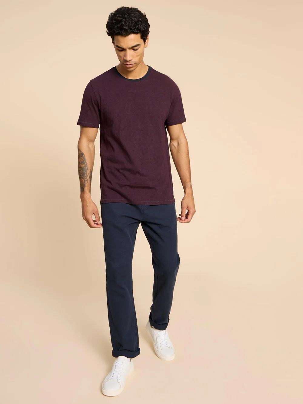 Abersoch T-Shirt mit Streifenmuster - Plum Mlt - L Bild 1