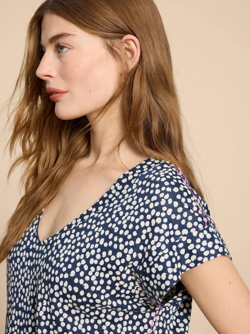 T-Shirt aus Leinen - Blue Pr - 38 Bild 2