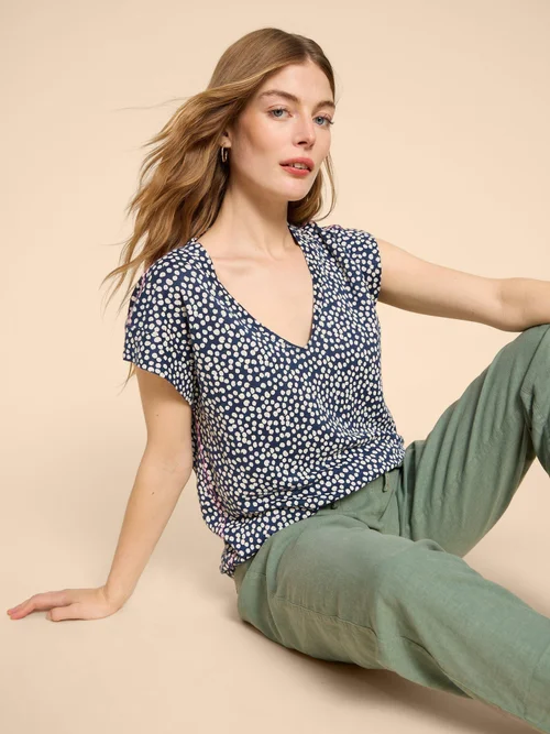 T-Shirt aus Leinen - Blue Pr - 38 Bild 1