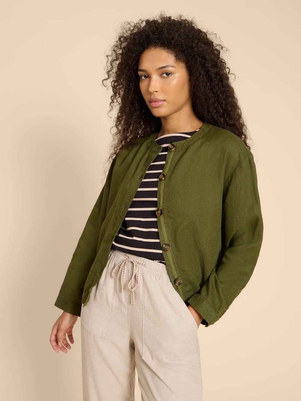 Adele Leinenjacke - Dk Green - 38 Bild 1