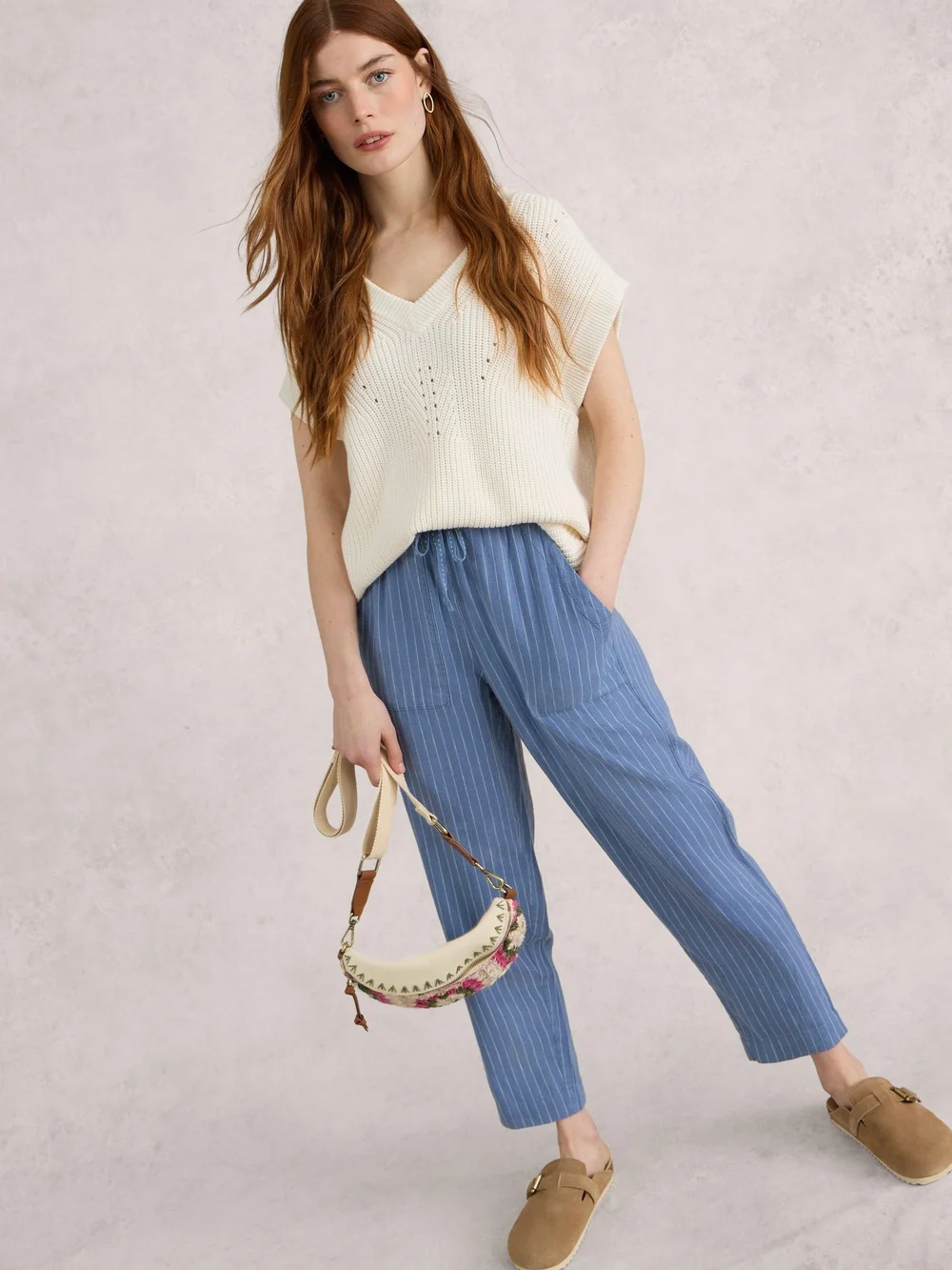 Elle Hose aus Leinenmischung - Blue Mlt - 38/R Bild 1