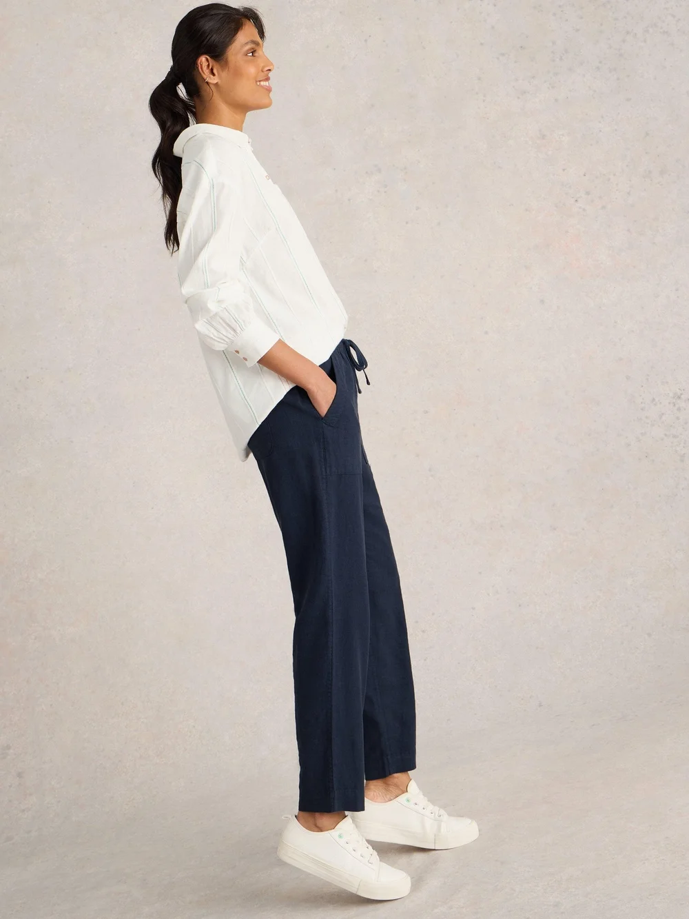 Elle Hose aus Leinenmischung - Dark Navy - 38/R Bild 1