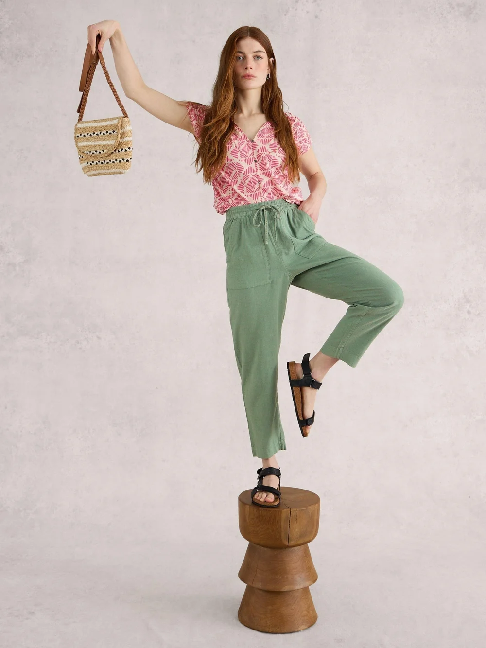 Elle Hose aus Leinenmischung - Mid Green - 38/R Bild 1