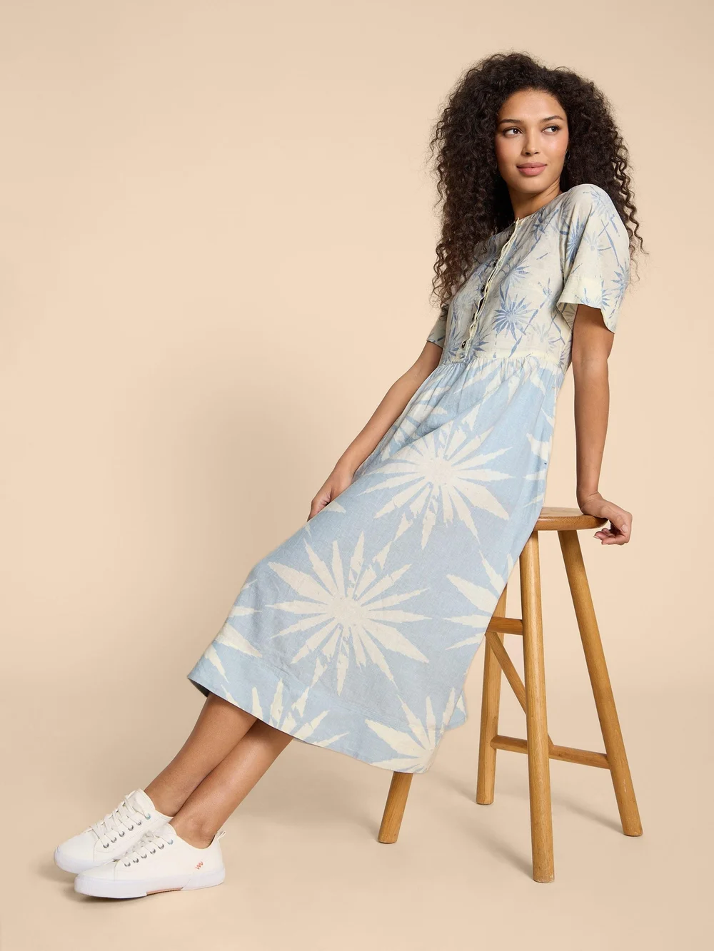Pip Midikleid aus Leinenmischung - Blue Pr - 38 Bild 1