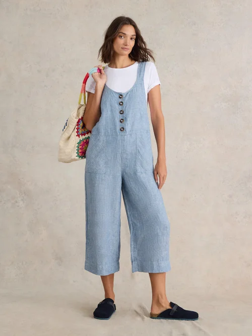 Viola Latzhose aus Leinen - Chamb Blue - 38/R Bild 2