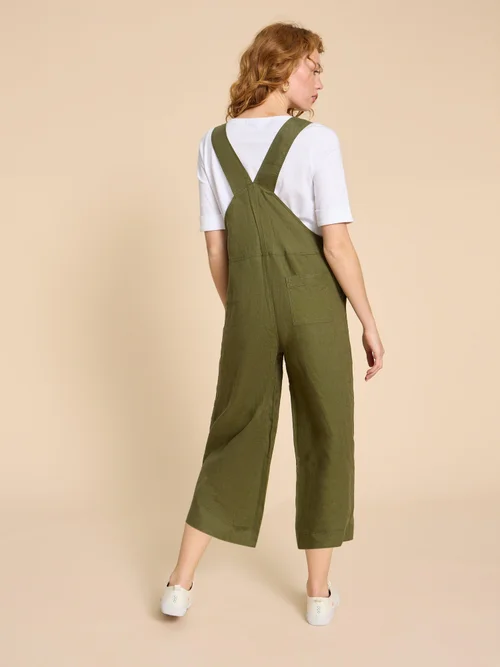 Viola Latzhose aus Leinen - Khaki Grn - 34/R Bild 4