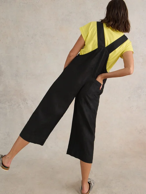 Viola Latzhose aus Leinen - Pure Blk - 38/R Bild 4