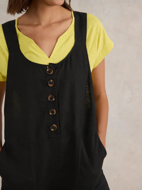 Viola Latzhose aus Leinen - Pure Blk - 38/R Bild 3