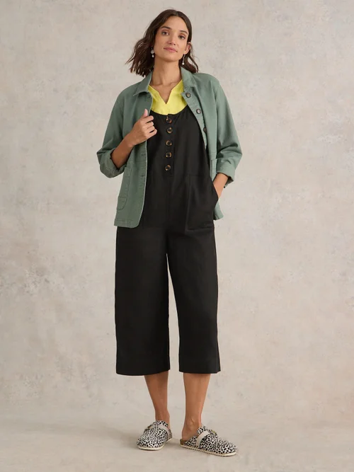 Viola Latzhose aus Leinen - Pure Blk - 38/R Bild 2