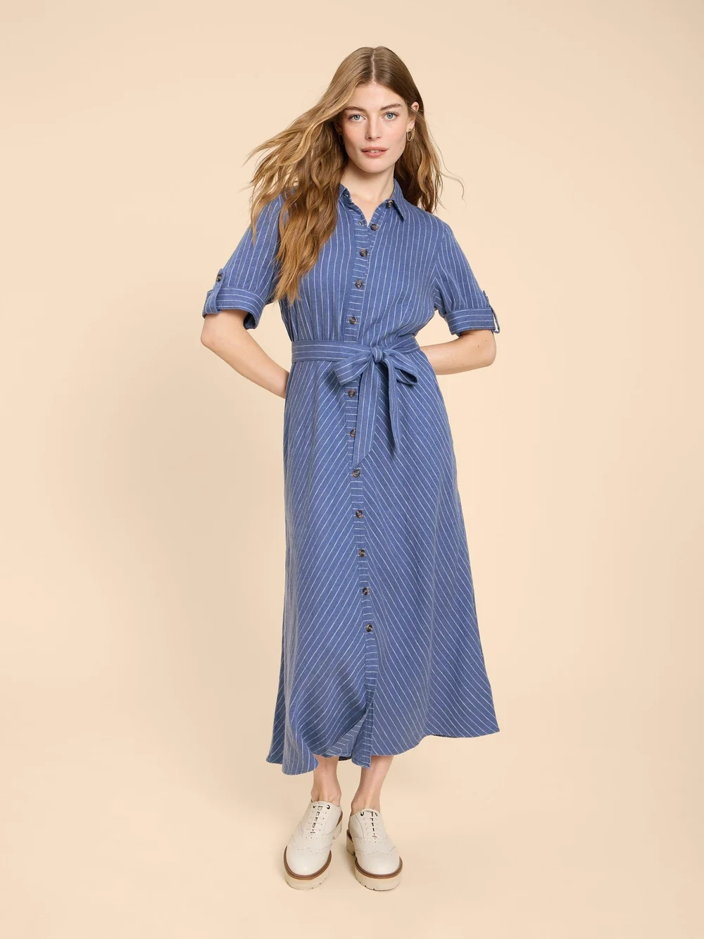 Beth Blusenkleid aus Leinenmischung - Blue Mlt - 42 Bild 1