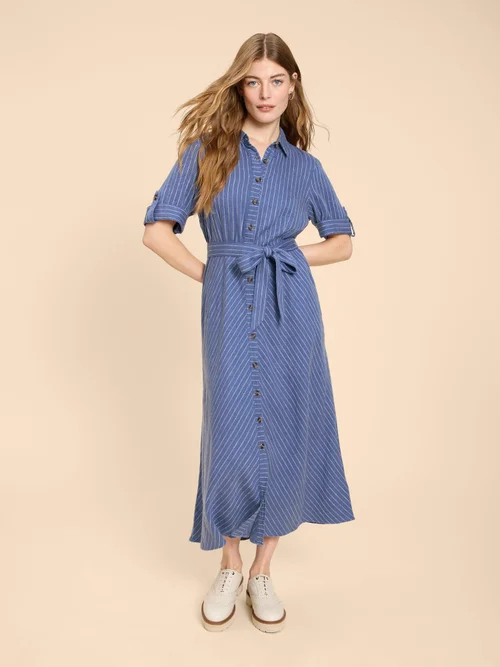 Beth Blusenkleid aus Leinenmischung - Blue Mlt - 42 Bild 1