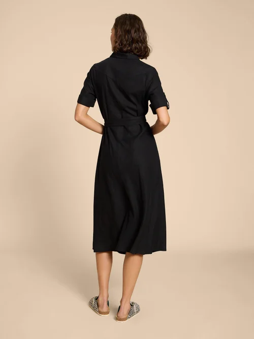 Beth Blusenkleid aus Leinenmischung - Pure Blk - 38 Bild 4