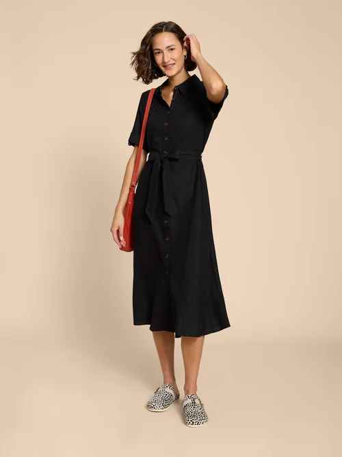 Beth Blusenkleid aus Leinenmischung - Pure Blk - 38 Bild 2