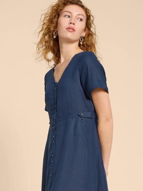 Ivy Midikleid aus Leinen - Dark Navy - 34/R Bild 3