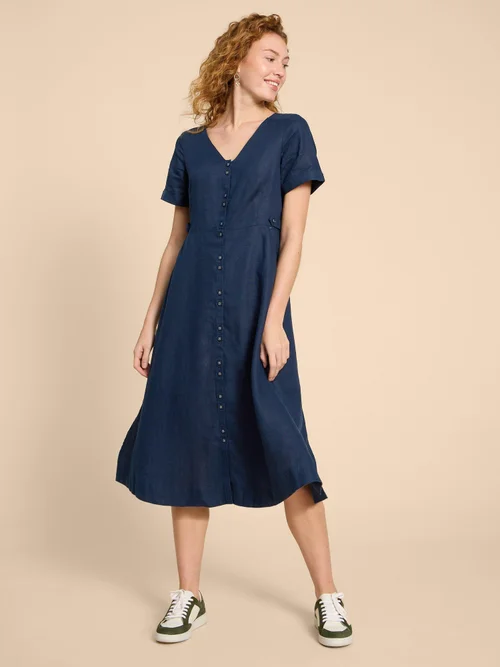 Ivy Midikleid aus Leinen - Dark Navy - 34/R Bild 1