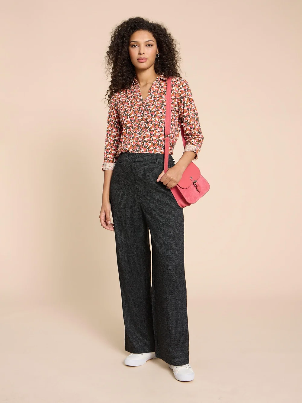 Belle Tweedhose mit weitem Bein - Blk Mlt - 38/R Bild 1