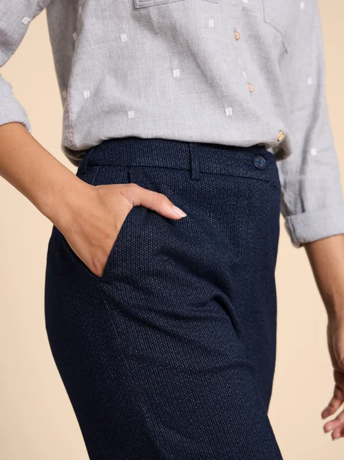 Belle Tweedhose mit weitem Bein - Navy Multi - 38/R Bild 3