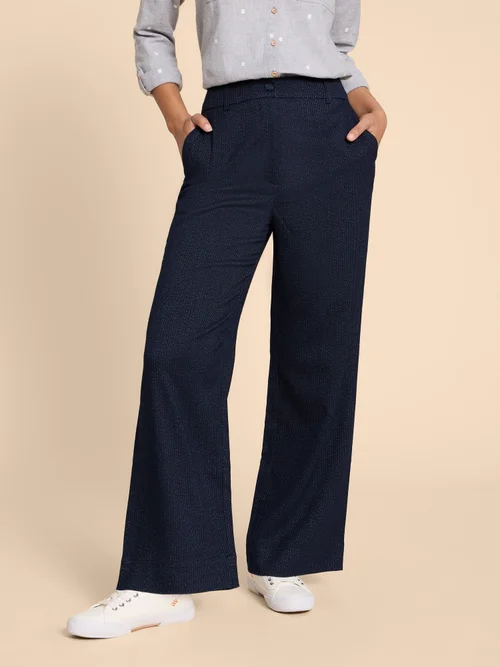 Belle Tweedhose mit weitem Bein - Navy Multi - 38/R Bild 2