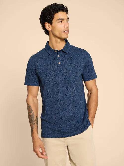 Polohemd mit Wellenmuster - Navy Pr - L Bild 2