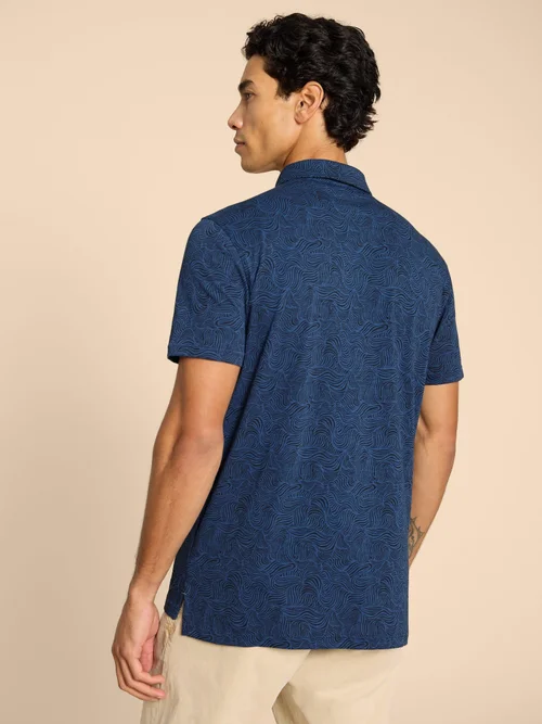 Polohemd mit Wellenmuster - Navy Pr - L Bild 4