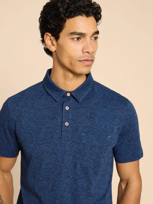 Polohemd mit Wellenmuster - Navy Pr - L Bild 3