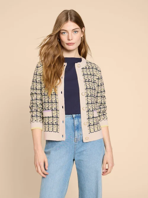 Kelly Strickjacke mit Bouclé-Struktur - White Mlt - 38 Bild 1