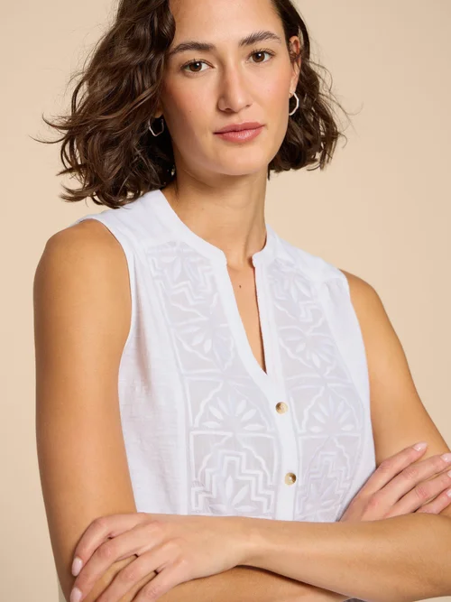Tulip Ärmellose Jerseybluse - Pale Ivory - 38 Bild 3