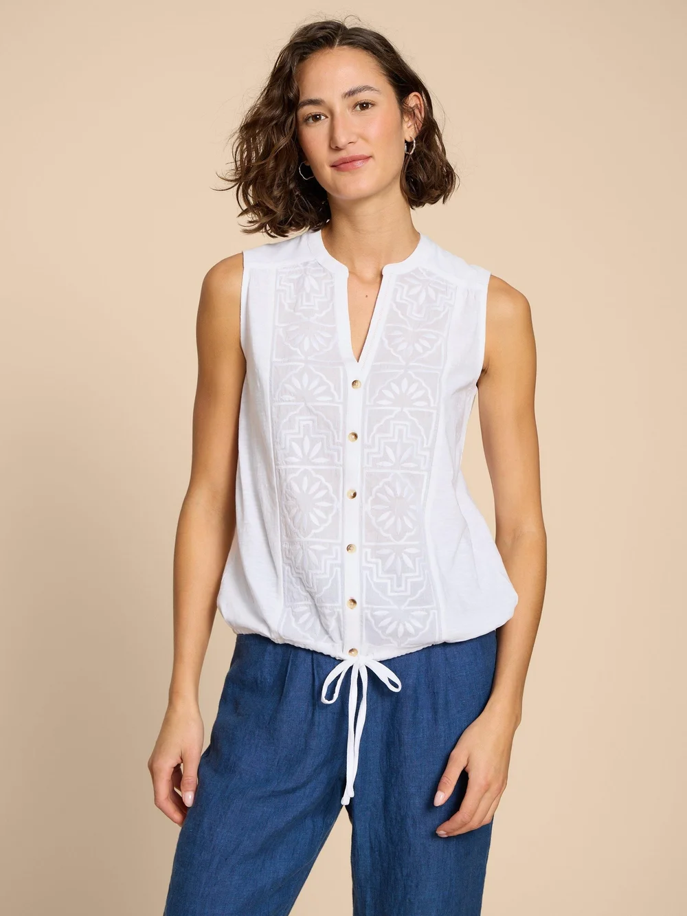 Tulip Ärmellose Jerseybluse - Pale Ivory - 42 Bild 1