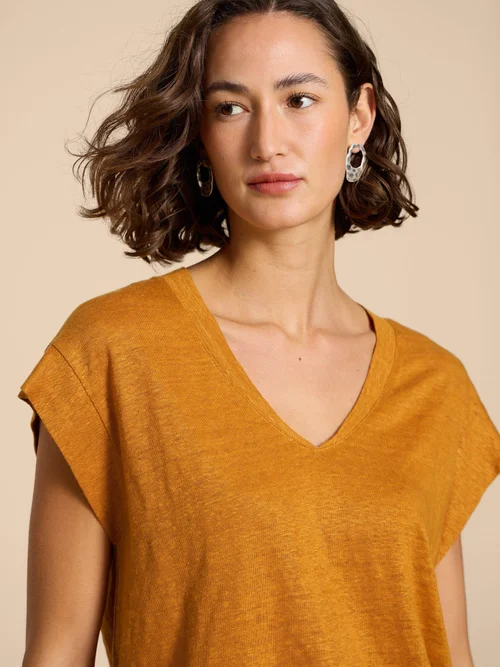 T-Shirt aus Leinen - Mid Orange - 38 Bild 3