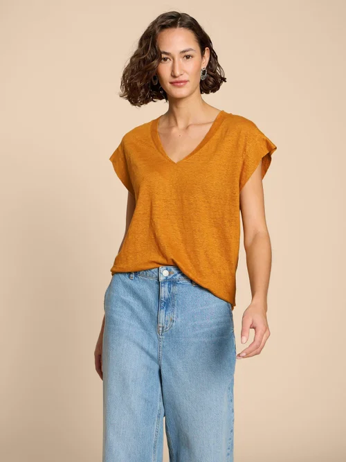 T-Shirt aus Leinen - Mid Orange - 38 Bild 1