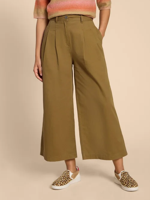 Samira Knöchellange Hose mit weitem Bein - Khaki Grn - 38/R Bild 1
