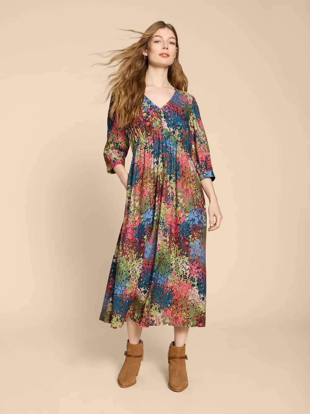Lucy Midikleid aus LENZING™ ECOVERO™ Viskose - Pink Pr - 38/R Bild 1