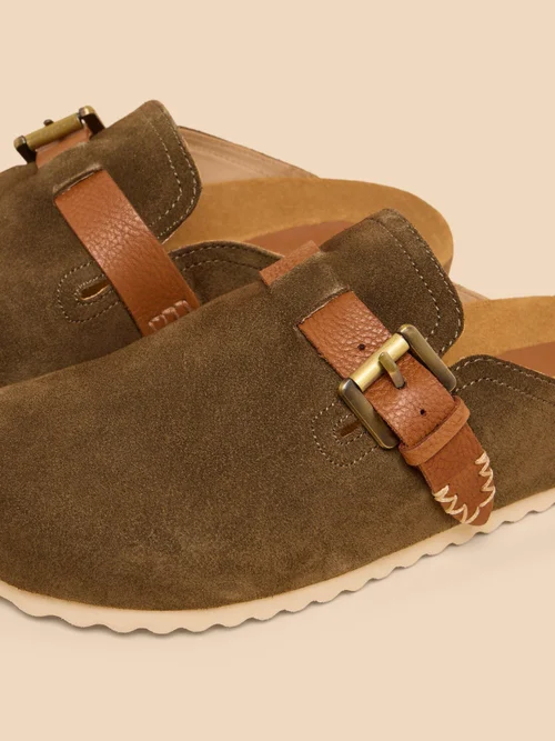 Hausschuhe aus Wildleder - Khaki Grn - 36 Bild 4