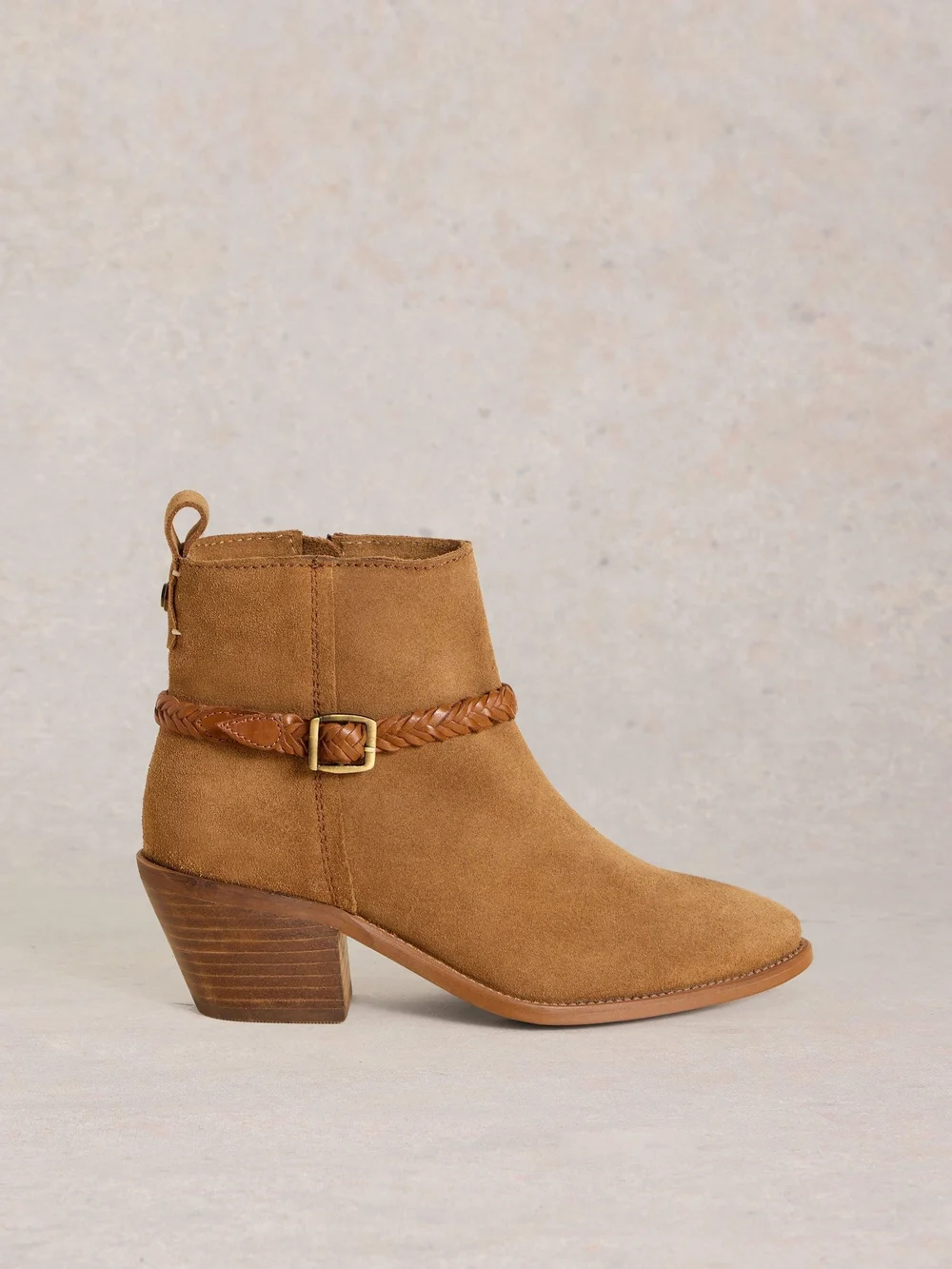 Wildlederstiefelette Peony mit Flechtriehmen - Mid Tan - 36 Bild 1