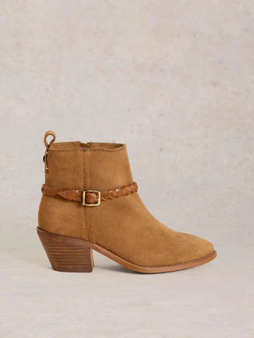 Wildlederstiefelette Peony mit Flechtriehmen - Mid Tan - 36 Bild 1