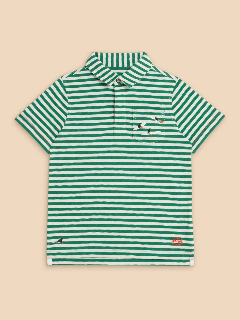 Gestreiftes Polohemd mit Surfermotiv - Mid Green - 3-4 Bild 1
